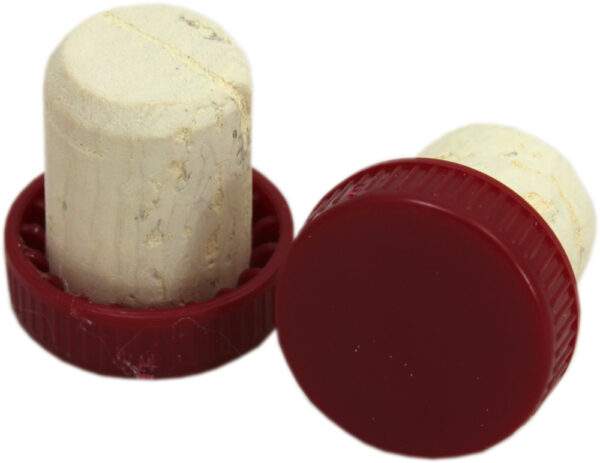 10 Red Plastic Topped Corks