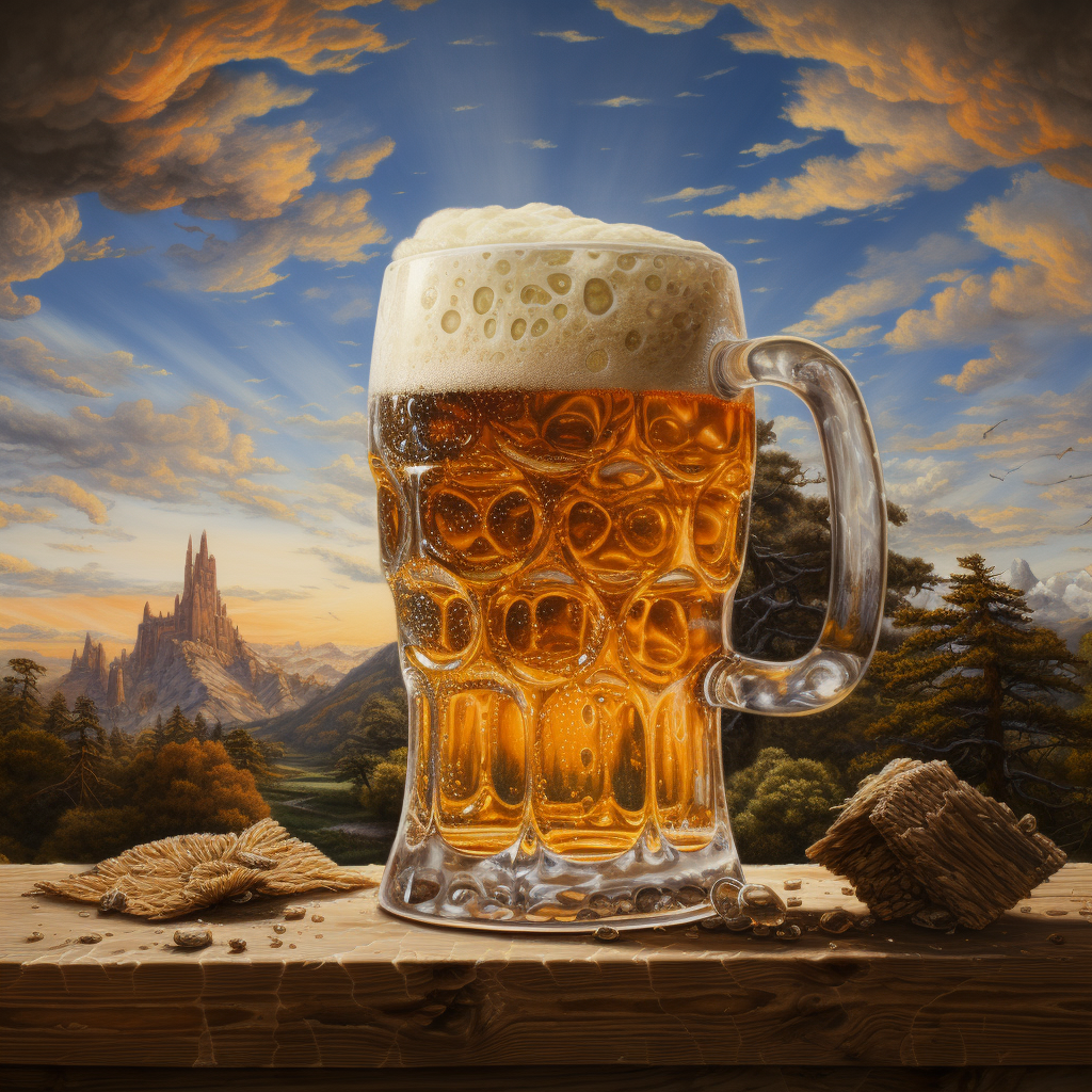 A cool pint of beer set against an enchanting natural backdrop.