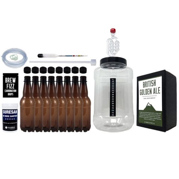 Dark Rock small batch british golden ale starter kit with bottles