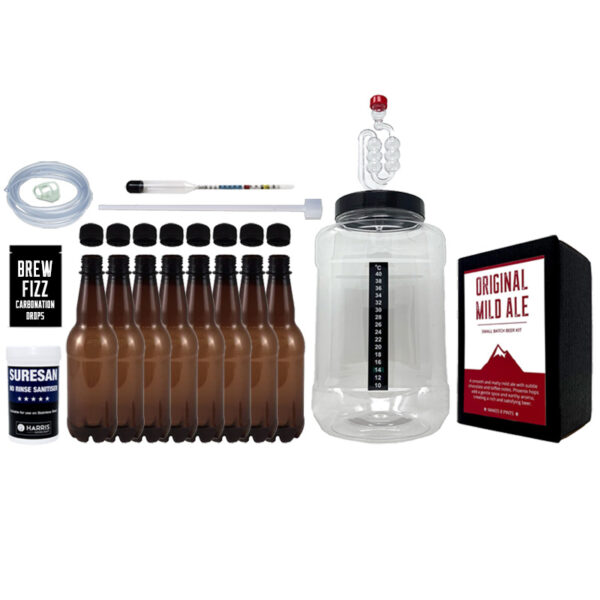 Dark Rock small batch original mild ale starter kit with bottles