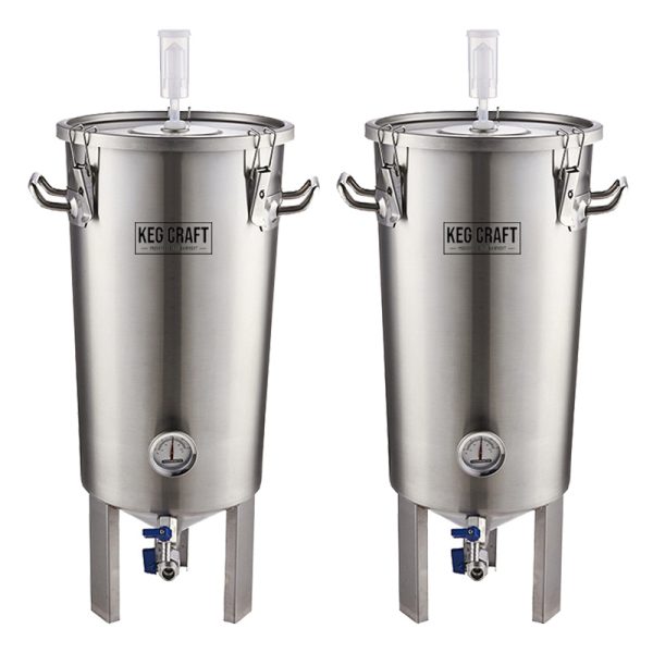 Keg Craft Home Brew Stainless Steel 30 Litre Conical Fermenter x 2
