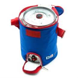 Cooler Jacker for Party Kegs with zipped pockets open