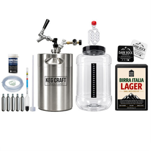 Dark Rock small batch beer starter kit with stainless steel mini keg - birra italia lager Dark Rock small batch homebrew beer starter kit with stainless steel mini keg - birra italia lager